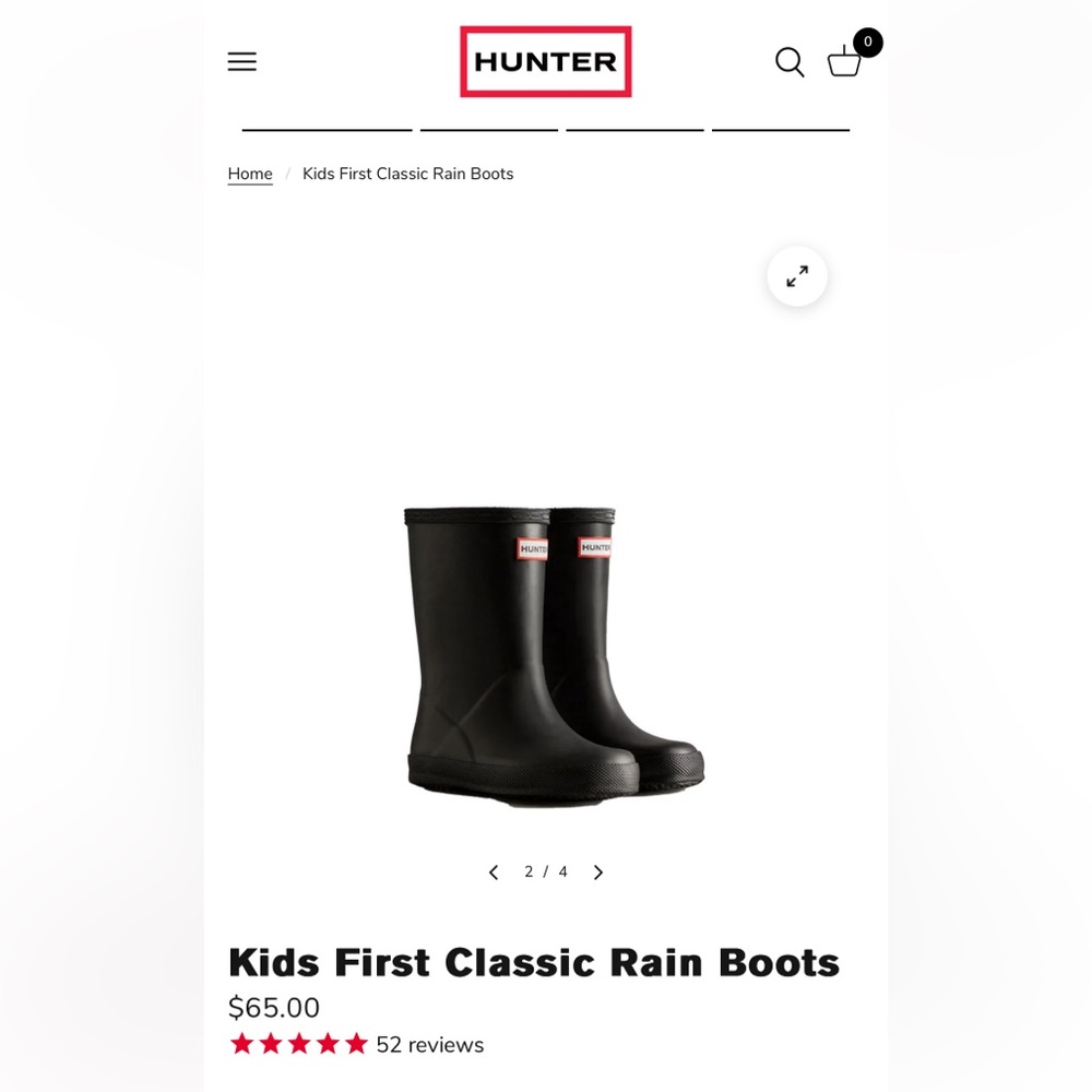 Size 4 Hunter Boots Black